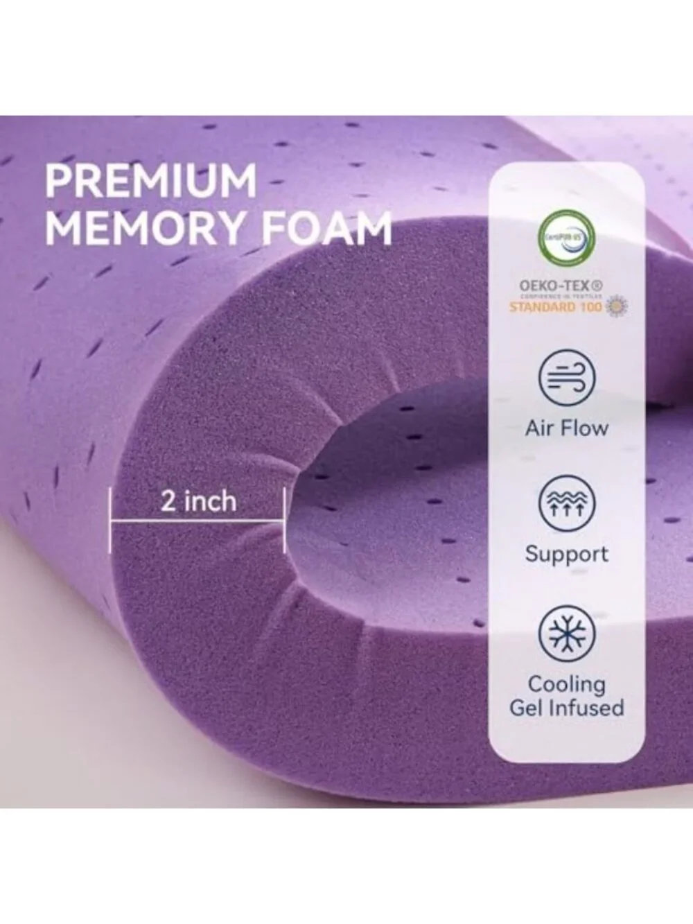 Queen Size Dual Layer 5-Inch Memory Foam Mattress Topper with Gel & Pillow Top